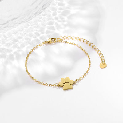 Dog Paw & Heart Bracelet - Stainless Steel