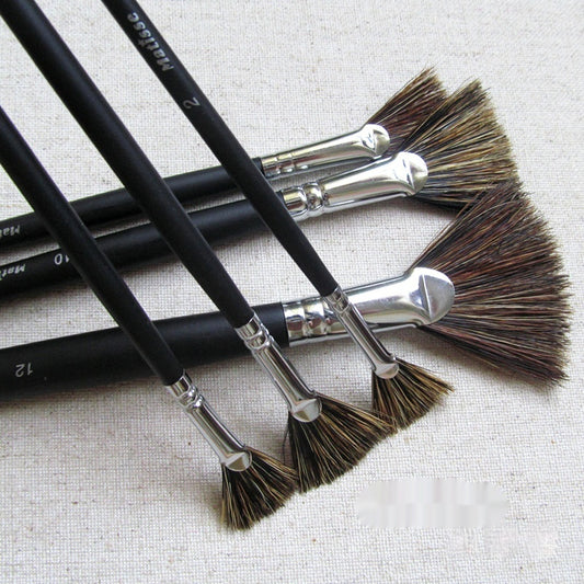 Matisse Beech Wood Brush Set - 6 Stiff Bristle Fan Brushes for Artists