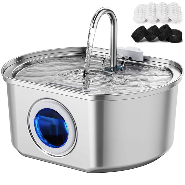 3.2L Stainless Steel Pet Water Dispenser Eco-Friendly Lithium Battery Wireless Cat Water Feeder Window Solid