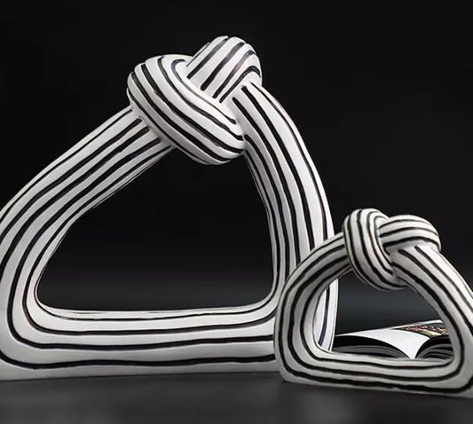 Striped Ceramic Knot Sculptures – Modern Minimalist Home Decor (Set of 2)