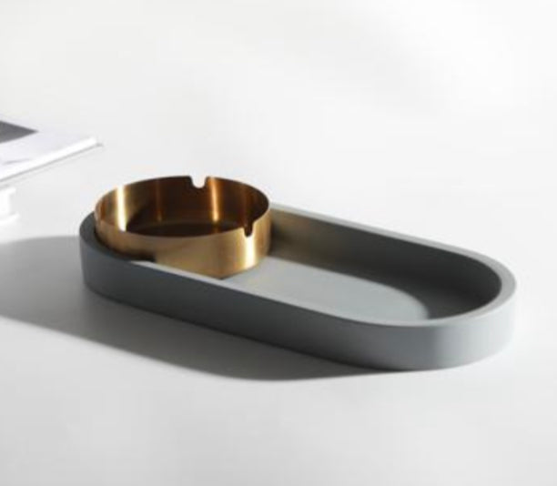 Grey Marble Gold Ashtray – Modern Minimalist Design