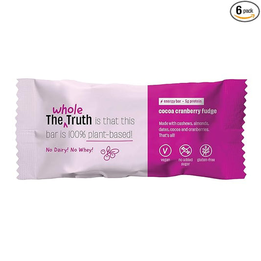 The Whole Truth - Energy Bars | Cocoa Cranberry Fudge | Dairy Free & Sugarfree | No Artificial Sweetener | No Preservatives | All Natural | Healthy Snack