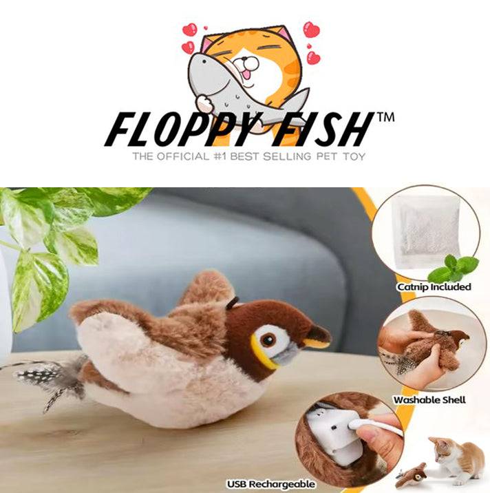 Interactive Flapping Bird Cat Toy - Main View | DivinEssentials Pet Store