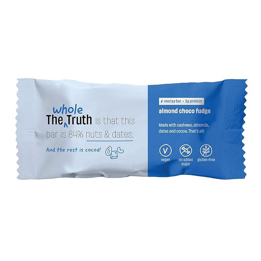 The Whole Truth - Energy Bars | Almond Choco Fudge | Dairy Free & Sugarfree | No Artificial Sweetener | No Preservatives | All Natural | Healthy Snack 40g