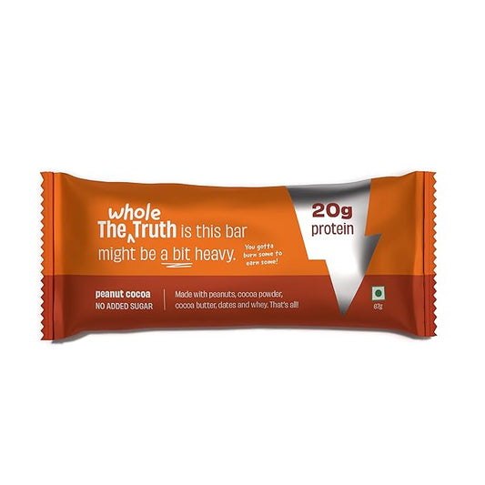 The Whole Truth - High Protein Peanut Cocoa 20g Protein Bar - No Added Sugar - No Preservatives - No Artificial Flavours - All Natural